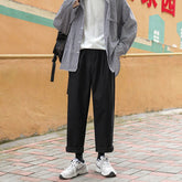 Voguable Solid Color Men's Harem Pants 2022 Korean Men Casual Straight Pants Harajuku Man Cotton Trousers 3XL voguable