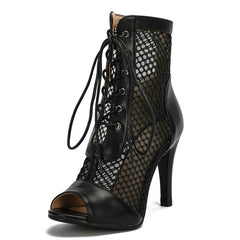 Summer Women's Sandals High Quality Air Mesh Fashion Sexy High Heels Gladiator Sandal Woman Black Dancing Shoes Big Size 47 voguable