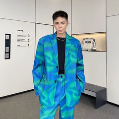 Autumn Personalized Streetwear Print Blazer For Men New Temperament Korean Men's Suit Coat Single Breast Jacket voguable