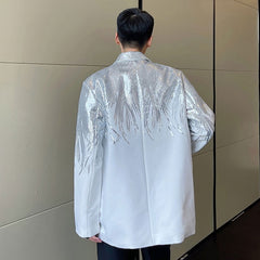 Heavy Craft Embroidery Sequin Trend Casual Men's Blazer New Autumn Fashion fit Jacket Streetwear Suit Coat 9Y9245 voguable