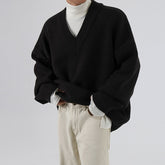 Voguable 2023 men's wear autumn winter V-neck sweater fashionable loose style knitted tops thickened loose vintage clothes male 9Y3277 voguable