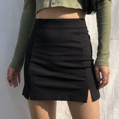 Skirts Women Black Split Office Ladies High Waist Elegant Slim Mini Skirt Student Trendy Simple voguable