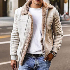 Voguable 2022 Hot Sale Jacket Men Fashion Casual Loose Autumn Winter Men Turn Down Collar Long Sleeve Suede Warm Coat Motorcycle Jacket voguable