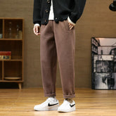 Autumn/Winter Woolen Pants Men warm Fashion Retro Multicolor Casual Pants Mens Streetwear Loose Korean Straight Trousers Mens voguable