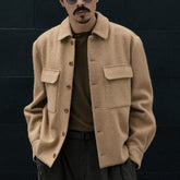 Voguable Autumn Vintage Buttoned Turn-down Collar Jackets For Men Casual Long Sleeve Solid Color Outerwear 2022 Fashion Mens Loose Coats voguable