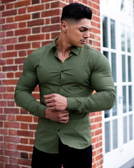 Voguable Autumn Fashion Long Sleeve Shirt Men Super Slim Fit Male Casual Social Business Dress Shirt Brand Men Fitness Sports Clothing voguable