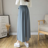 Voguable 2022 Spring Summer New Style Korean Women Pleated Chiffon Trousers High Waist Pants Hakama Casual Wide Leg Pantalones voguable