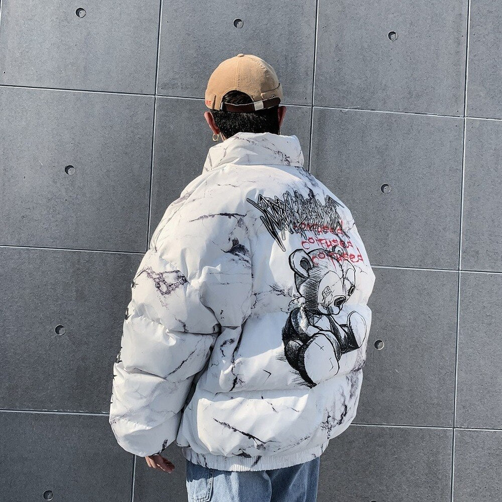 Voguable Men Winter Parkas Coat  2022 Hip Hop Pockets Thick Jackets Men Fashion Casual Texture Printing Streetwear Oversized Jacket Tops voguable