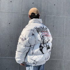 Voguable Men Winter Parkas Coat 2022 Hip Hop Pockets Thick Jackets Men Fashion Casual Texture Printing Streetwear Oversized Jacket Tops voguable