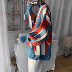 Voguable 2021 Spring Winter Men's Sweater Korean Loose Pullover Lazy Style Handsome Versatile Sweater Trend Student Hoodless Sweater Coat voguable