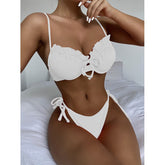 Voguable Ruffle bikini set Push up swimsuit women's swimming suit Ribbed swimwear female 2021 Solid bathing suit String 2 pieces voguable