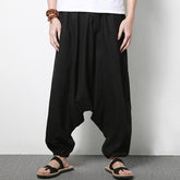 INCERUN Men Harem Pants Cotton Streetwear Joggers Solid Color Pants Nepal Drop-crotch Trousers Men Loose Long Pants Plus Size voguable