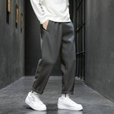 Voguable Autumn Winter Woolen Men's Harem Pants 2022 Harajuku Thicken Man Casual Straight Pants Elastic Waist Male Trousers voguable