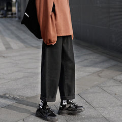 Voguable Retro Wide legs Jeans Men's Fashion Solid Color Casual Straight Jean Pants Men Streetwear Hip Hop Denim Trousers Mens M-3XL voguable