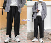 Voguable Solid Color Men's Harem Pants 2022 Korean Men Casual Straight Pants Harajuku Man Cotton Trousers 3XL voguable