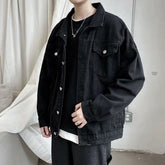 Voguable Black Denim Short Jacket Men Jeans Jacket Coats Casual Windbreaker Pockets Overalls Bomber Streetwear Man Clothing Outwear voguable