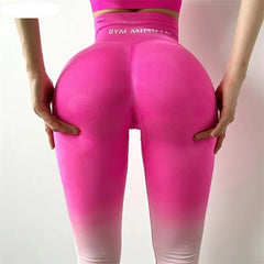 New ombre seamless leggings for women high waist yoga pants sexy booty legging scrunch butt pink fitness legging sports tights voguable