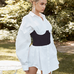 Voguable Women Ultra Super Wide Belt Elastic Corset Belt Fashion Wide Waist Belt Ladies Clothing Accesoories Female Decorations White voguable