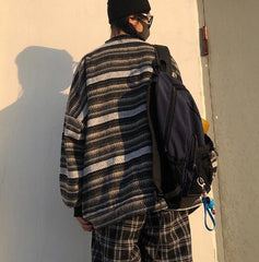 Voguable Pullover Women Vintage Striped Sweater Oversize Long Sleeve Couples Knitted Tops Hip Hop Fashion Streetwear Pullover Female voguable