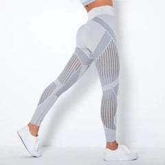 RXRXCOCO Fitness Yoga Pants Women's High Waist Seamless Leggings Push Up Pants Elastic Hollow out Fitness Sport Leggings Women voguable