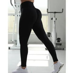 RXRXCOCO Fitness Yoga Pants Women's High Waist Seamless Leggings Push Up Pants Elastic Hollow out Fitness Sport Leggings Women voguable