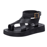 Voguable Sandals Women Genuine Leather 2022 Summer New Clip Toe Sandals Ladies Roman Women Shoes Muffin Sandals voguable