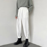 Spring High Street Men's Suit Pants Solid Color Casual Men's Harem Pant Fashion Design Loose Black Basic Trousers voguable