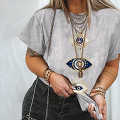 Voguable Women Casuald Loose T Shirt Streetwear Top Woman Tshirts Evil Eye Printing Short Sleeve Graphic Tee Shirts fashion 2021 voguable