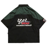 Voguable Men's Shirts Color Blocks Patchwork Cotton Short Sleeve Blouses Top 2022 Streetwear Casual Fashion Oversized Shirts for Men voguable