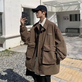Cargo Jackets Men Retro Japanese Stylish Zip Up Clothing Teens Design Military Personal Streetwear Fashion Chaquetas Casual Chic voguable