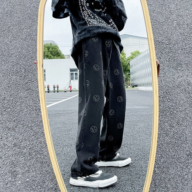 Hip Hop Funny Printed Men Jeans Streetwear Man Straight Trousers Male Casual Denim Long Pants 5XL voguable