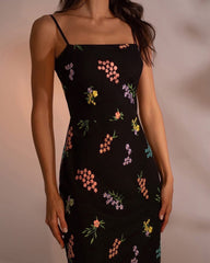 Fashion Casual Women Clothes Sling Sexy Dress Black White Embroidered Spaghetti Straps Ladies Elegant Party Club Dresses voguable