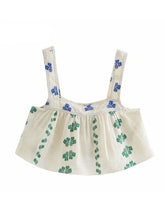 Voguable Cotton Linen Beige Folk Vintage Sleeveeless Women Sets Casual Crop Top Wide Leg Slip Pants Suits Summer Floral Sets voguable