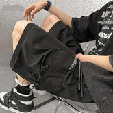 Summer New Tech Wear Style Large Pocket Mens Shorts Loose Solid Plus Size Short Cargo Pants Elastic Waist Casual Streetwear voguable