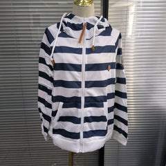 Women Long Sleeve Hoodie Stripe Women Sweatshirt Clothes New Hoodies Pocket Zipper Hoodies Tops Female Spring Thick Outwear voguable