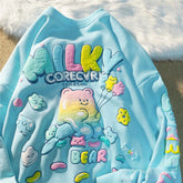 Spring autumn shirt for women new candy color fun bear lovely long-sleeved t-shirt female student Korean loose girly top voguable