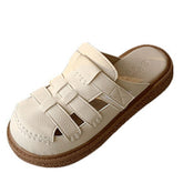 Shoes Med Womens Slippers Outdoor Luxury Slides Pantofle Female Mule Fretwork Heels Cover Toe Designer Mules Flat Rubber Fa voguable