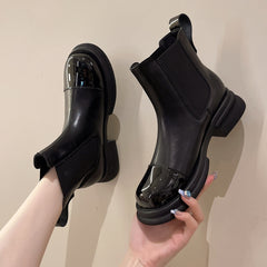 Lady Boots Winter Shoes For Women Boots-Women Luxury Designer Flat Heel Round Toe Clogs Platform Chelsea Fashion Med Rubbe voguable