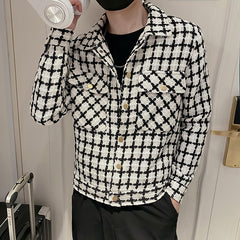 Jackets Men Spring Fashion Pocket Plaid Handsome Outwear Coats Korean Style Cropped Simple Harajuku All-match Daily Plus Size voguable