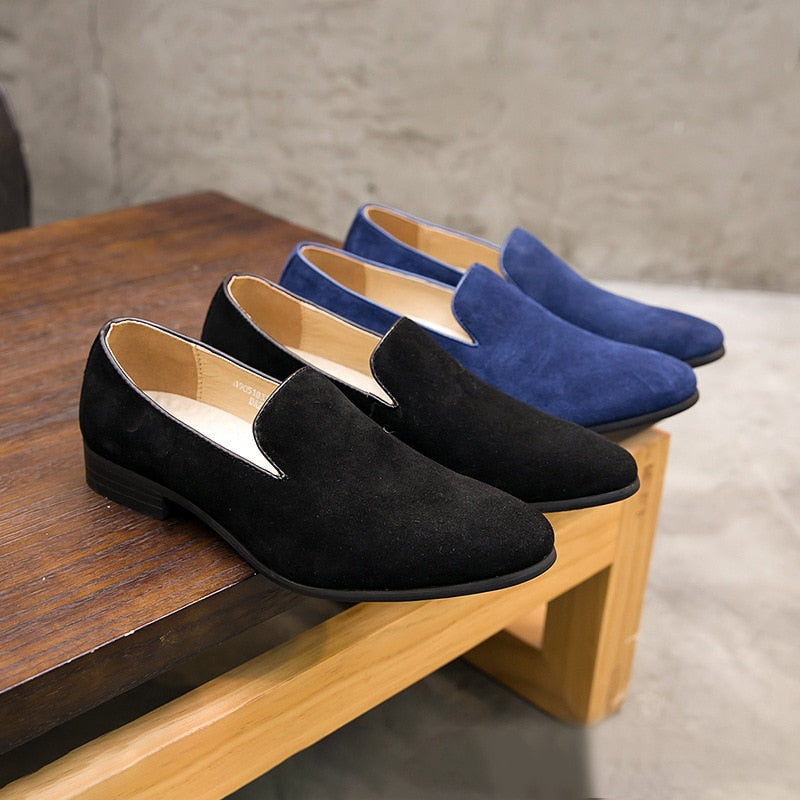 New Loafers Men Shoes Faux Suede Solid Color Fashion Business Casual Party Daily Classic Simple Slip-on Retro Dress Shoes voguable
