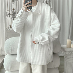 Spring New Men Solid Color Zipper Jackets Streetwear Casual Man Oversized Outerwear Coats Fashion Unisex Loose Clothing voguable