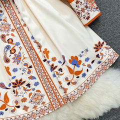 Spring Elegant Mini Dress for Women Indie Folk Printed Flare Sleeve Female Short Robe Boho with Belt Lapel Chic Luxury New In voguable