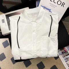 Shirts Men White Long Sleeve Fashion Summer Design All-match Camisa Teens Korean Casual Handsome Streetwear College Ins Unisex voguable
