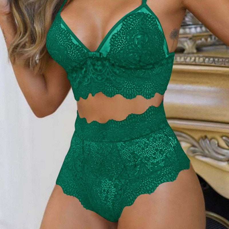 Voguable 2022 New Women Lace Bra Sets Seamless Underwear Backless Vest Sexy Panties Bralette Lingerie Briefs Female Nightwear voguable