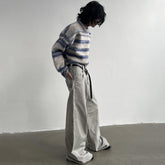 Silhouette Casual Vintage Solid Color Wash Men Wide Leg Pants Spring Male Trousers Jeans Autumn Casual 9A6672 voguable