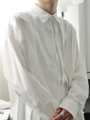 New Large Loose Patchwork Fringed Ribbon Long Sleeve Irregular Shirt Single Breasted Simple Temperament 9A3172 voguable