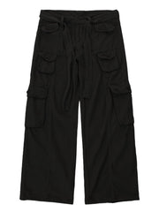 Voguable High street retro casual large pocket overalls men's and women's new summer high waist loose straight tube draped wide leg pants voguable