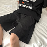 Summer New Korean Fashion Y2k Mens Shorts Baggy Straight Tube Embossed Seal Casual Short Pants Breeches Harajuku Elastic Waist voguable