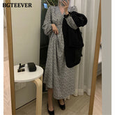 Voguable Casual V-neck Slim Waist Female A-line Dress 2022 Spring Summer Long Sleeve Elegant Floral Printed Women Dress vestidos voguable