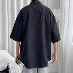 Men Shirts Pure Color Japanese S-3XL BF Cargo Clothing Minimalist Cozy Fashion Ins Рубашки Summer Gentle All-match Teens College voguable